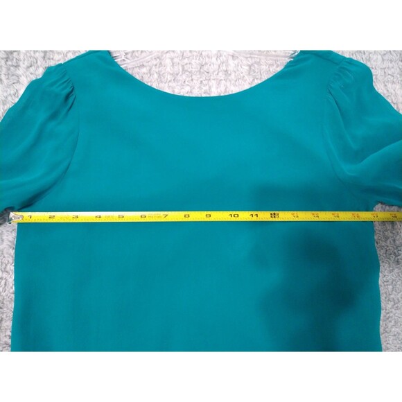 Guess 100% Silk Sheer Sleeve Embellished Tunic Top Xs Boho Vintage Feminine Y2k - Picture 10 of 12